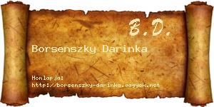 Borsenszky Darinka névjegykártya